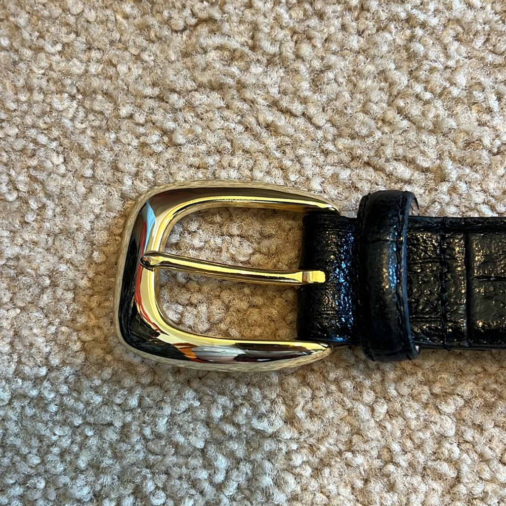 Black leather belt with gold animals -X-Large - 42 inches from buckle to tip - Picture 4 of 8